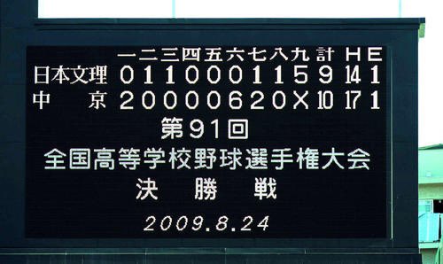2009年決勝 中京大中京×日本文理高校球児甲子園